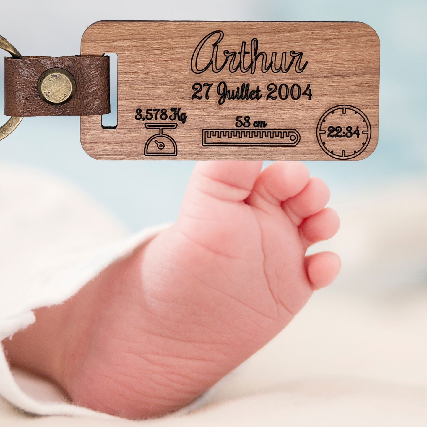 Porte clés naissance bébé personnalisé