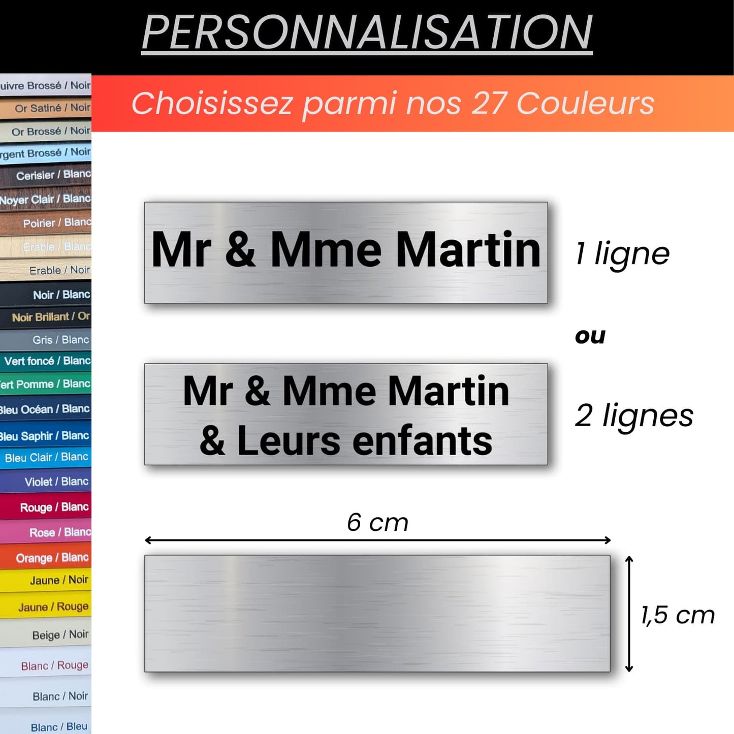 Plaque pour sonnette ou interphone personnalisée