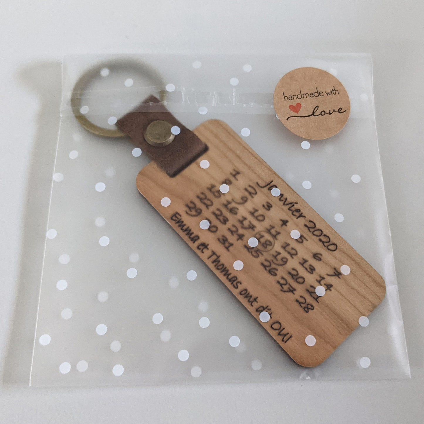 Porte clés Date en Bois personnalisé